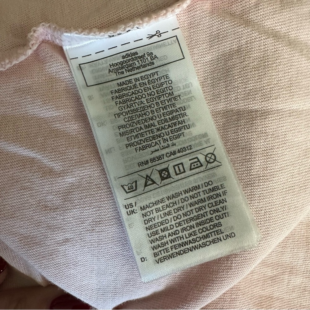 ADIDAS XS Light Pink White Big Logo Tee Shirt Tee R $25 - Picture 7 of 9